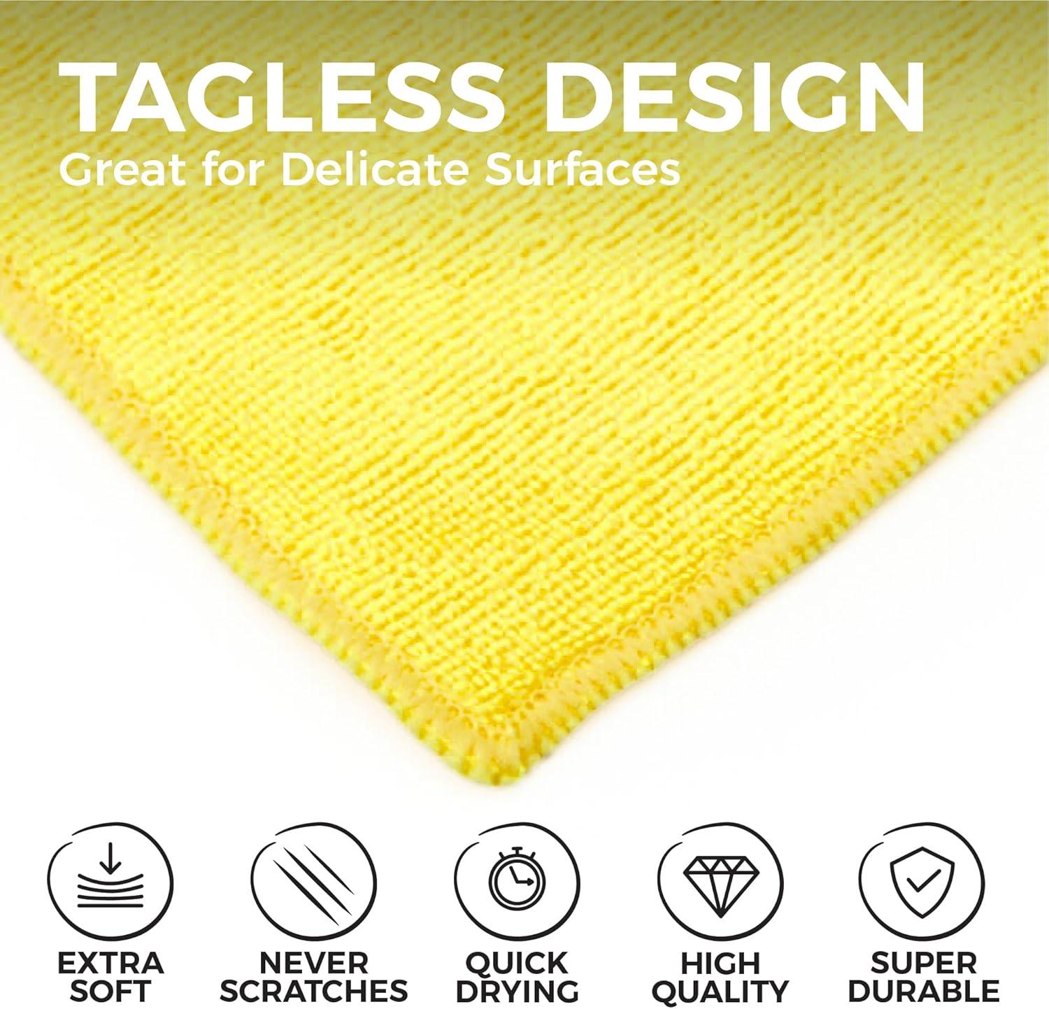 imageThe Rag Company  AllPurpose Microfiber Terry Cleaning Towels  Commercial Grade Highly Absorbent LintFree StreakFree Kitchens Bathrooms Offices 300gsm 16in x 16in Pink 12PackYellow