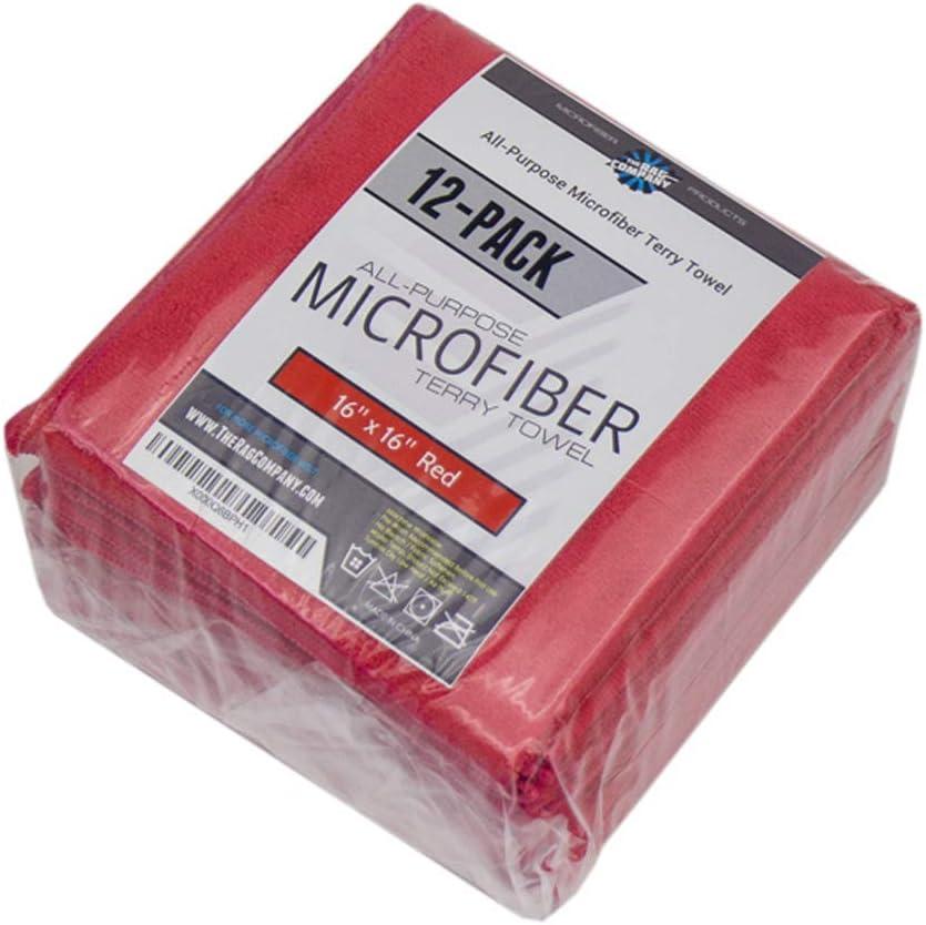 imageThe Rag Company  AllPurpose Microfiber Terry Cleaning Towels  Commercial Grade Highly Absorbent LintFree StreakFree Kitchens Bathrooms Offices 300gsm 16in x 16in Pink 12PackRed