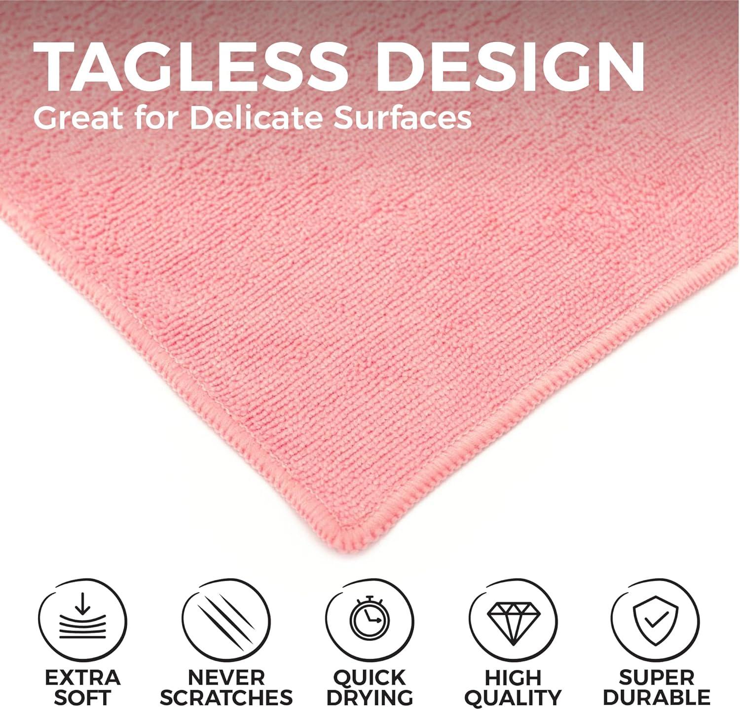 imageThe Rag Company  AllPurpose Microfiber Terry Cleaning Towels  Commercial Grade Highly Absorbent LintFree StreakFree Kitchens Bathrooms Offices 300gsm 16in x 16in Pink 12PackPink