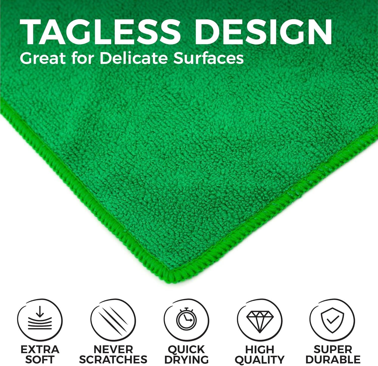 imageThe Rag Company  AllPurpose Microfiber Terry Cleaning Towels  Commercial Grade Highly Absorbent LintFree StreakFree Kitchens Bathrooms Offices 300gsm 16in x 16in Pink 12PackGreen