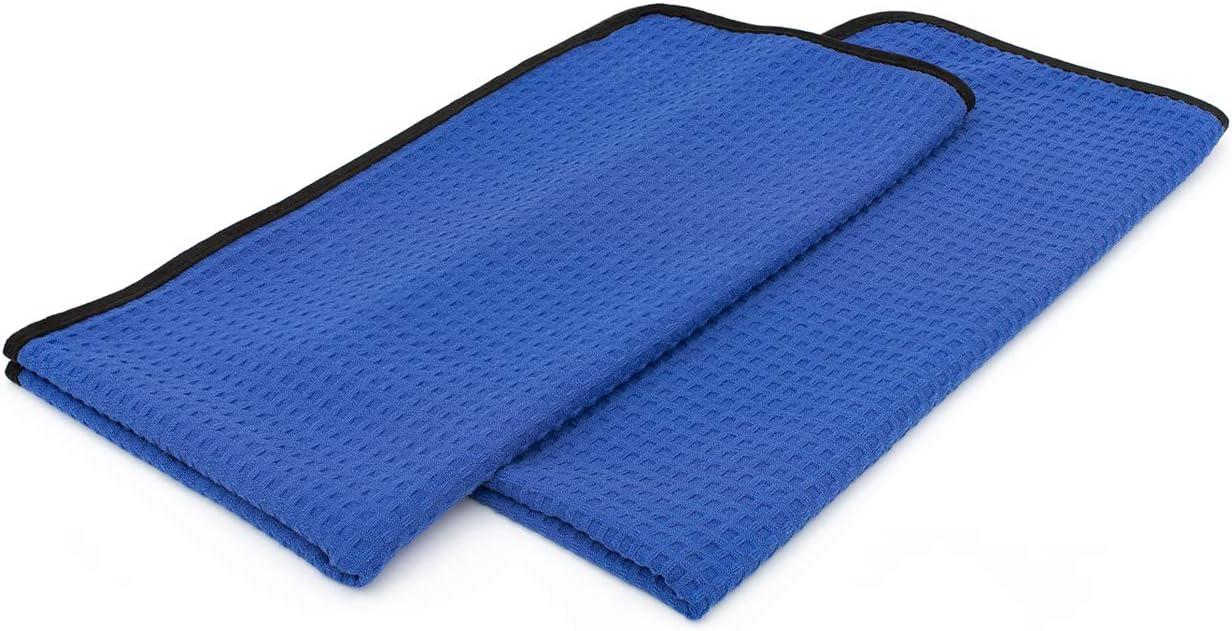 imageThe Rag Company  Dry Me A River  Professional Korean 7030 Blend Microfiber WaffleWeave Drying ampamp Detailing Towels Soft Suede Edges 390gsm 16in x 24in Light Blue 3PackRoyal Blue