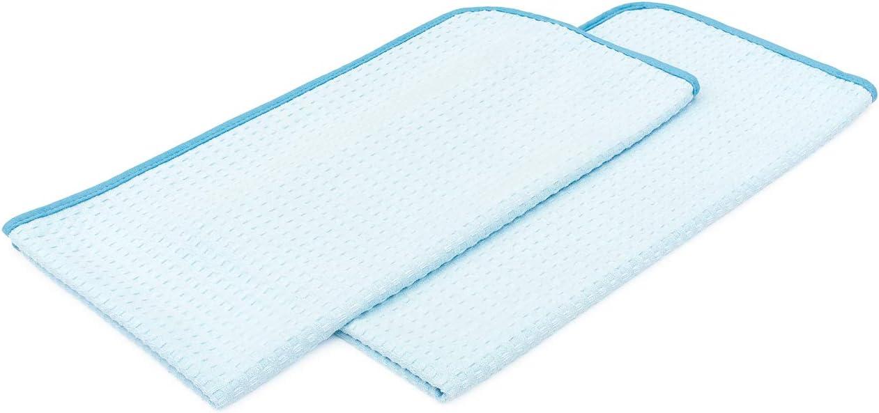 imageThe Rag Company  Dry Me A River  Professional Korean 7030 Blend Microfiber WaffleWeave Drying ampamp Detailing Towels Soft Suede Edges 390gsm 16in x 24in Light Blue 3PackLight Blue