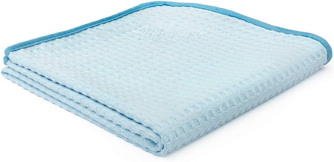 imageThe Rag Company  Dry Me A River  Professional Korean 7030 Blend Microfiber WaffleWeave Drying ampamp Detailing Towels Soft Suede Edges 390gsm 16in x 24in Light Blue 3PackLight Blue