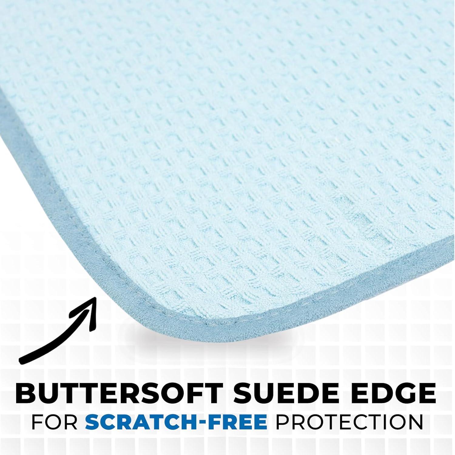 imageThe Rag Company  Dry Me A River  Professional Korean 7030 Blend Microfiber WaffleWeave Drying ampamp Detailing Towels Soft Suede Edges 390gsm 16in x 24in Light Blue 3PackLight Blue