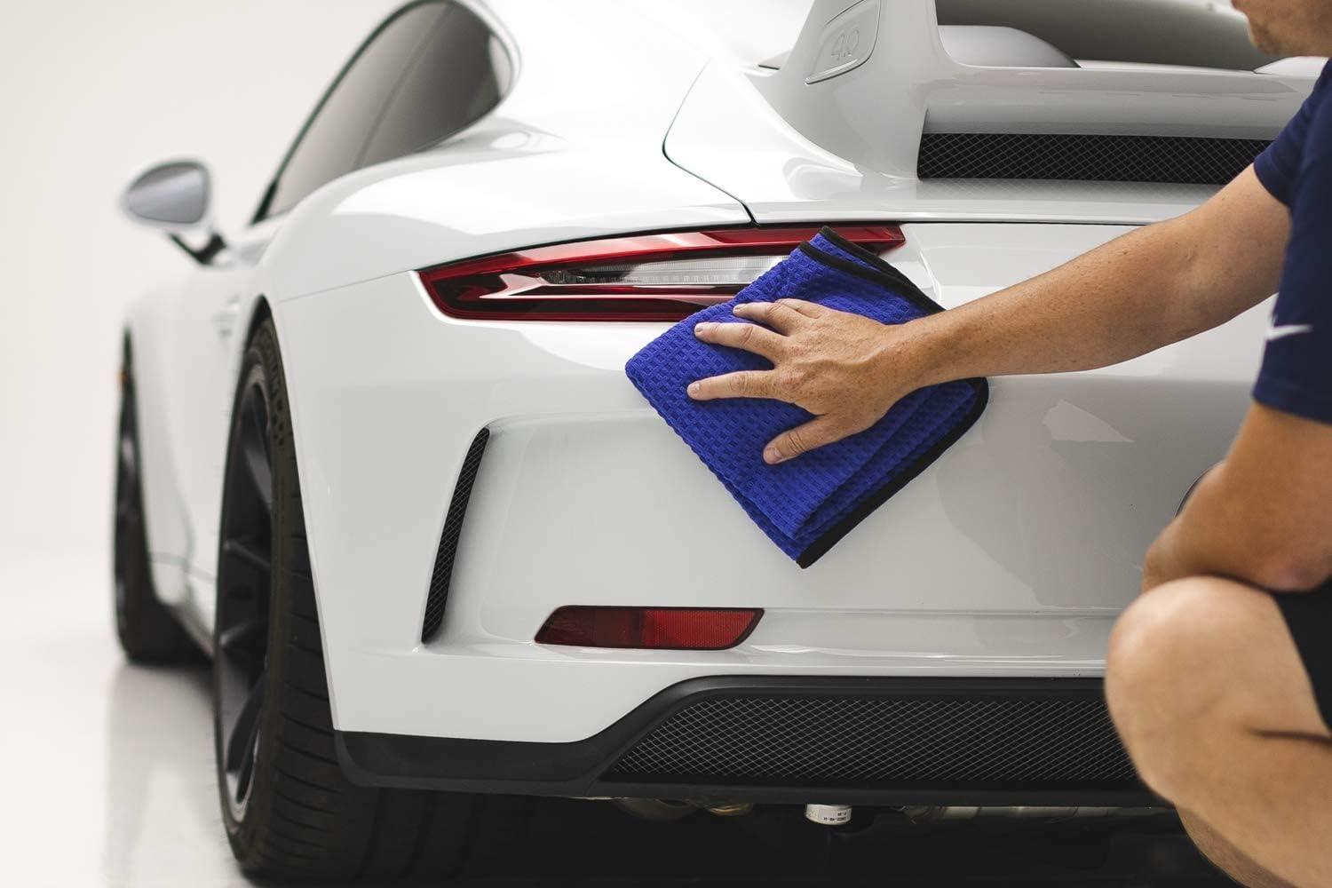 imageThe Rag Company  Dry Me A River  Professional Korean 7030 Blend Microfiber WaffleWeave Drying ampamp Detailing Towels Soft Suede Edges 390gsm 16in x 24in Light Blue 3PackRoyal Blue