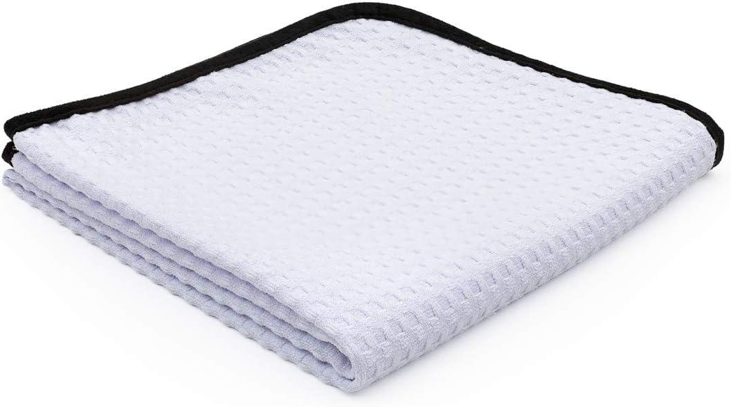 imageThe Rag Company  Dry Me A River  Professional Korean 7030 Blend Microfiber WaffleWeave Drying ampamp Detailing Towels Soft Suede Edges 390gsm 16in x 24in Light Blue 3PackWhite