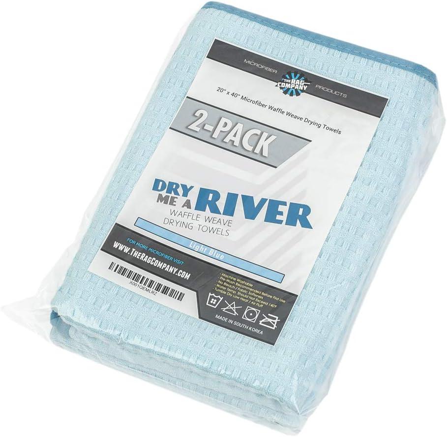 imageThe Rag Company  Dry Me A River  Professional Korean 7030 Blend Microfiber WaffleWeave Drying ampamp Detailing Towels Soft Suede Edges 390gsm 16in x 24in Light Blue 3PackLight Blue