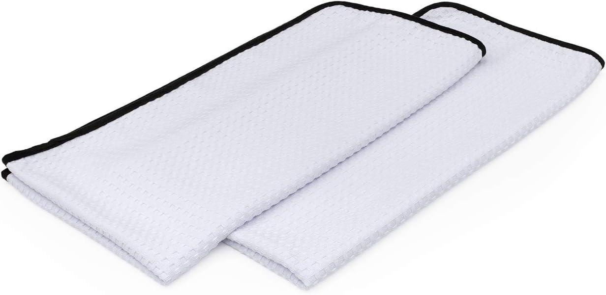 imageThe Rag Company  Dry Me A River  Professional Korean 7030 Blend Microfiber WaffleWeave Drying ampamp Detailing Towels Soft Suede Edges 390gsm 16in x 24in Light Blue 3PackWhite