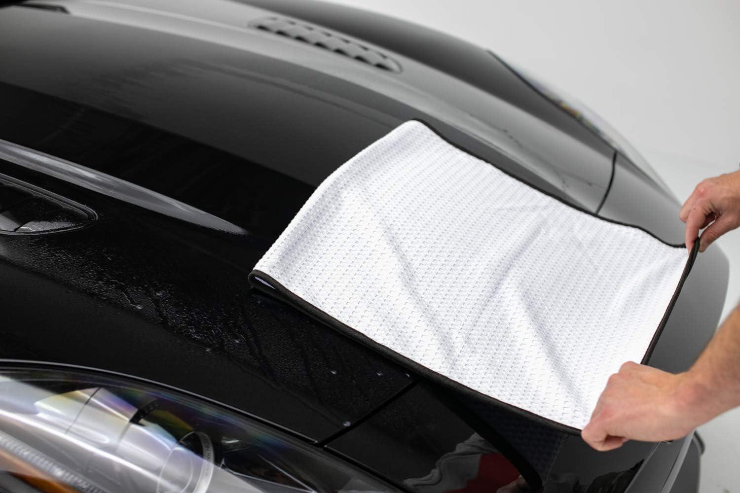 imageThe Rag Company  Dry Me A River  Professional Korean 7030 Blend Microfiber WaffleWeave Drying ampamp Detailing Towels Soft Suede Edges 390gsm 16in x 24in Light Blue 3PackWhite