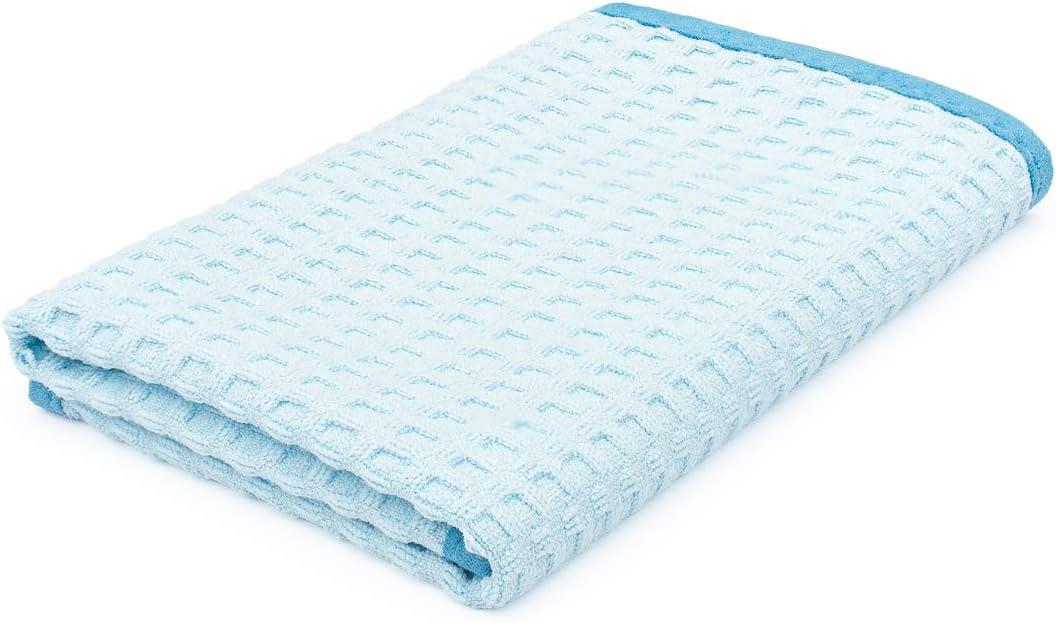 imageThe Rag Company  Dry Me A River  Professional Korean 7030 Blend Microfiber WaffleWeave Drying ampamp Detailing Towels Soft Suede Edges 390gsm 16in x 24in Light Blue 3PackLight Blue