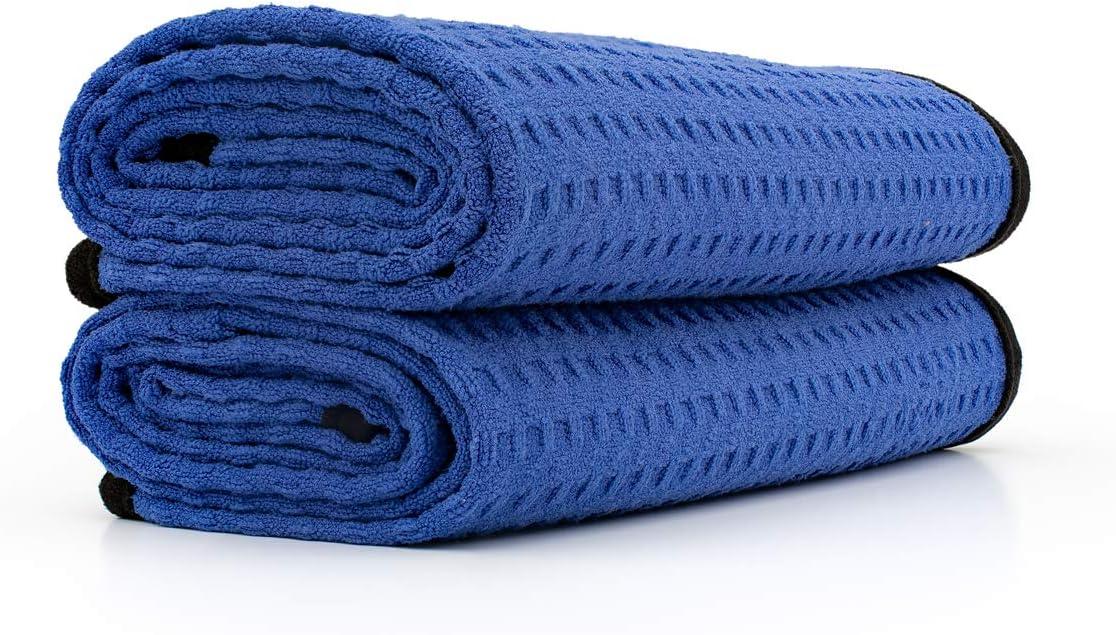 imageThe Rag Company  Dry Me A River  Professional Korean 7030 Blend Microfiber WaffleWeave Drying ampamp Detailing Towels Soft Suede Edges 390gsm 16in x 24in Light Blue 3PackRoyal Blue