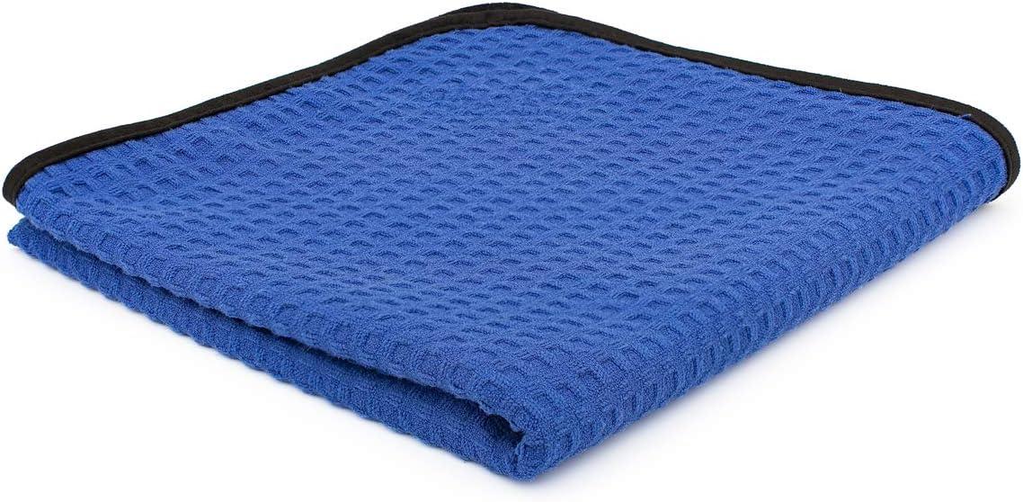 imageThe Rag Company  Dry Me A River  Professional Korean 7030 Blend Microfiber WaffleWeave Drying ampamp Detailing Towels Soft Suede Edges 390gsm 16in x 24in Light Blue 3PackRoyal Blue