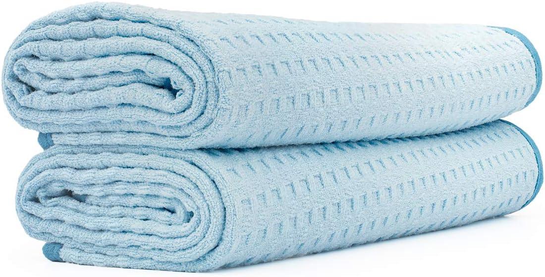 imageThe Rag Company  Dry Me A River  Professional Korean 7030 Blend Microfiber WaffleWeave Drying ampamp Detailing Towels Soft Suede Edges 390gsm 16in x 24in Light Blue 3PackLight Blue