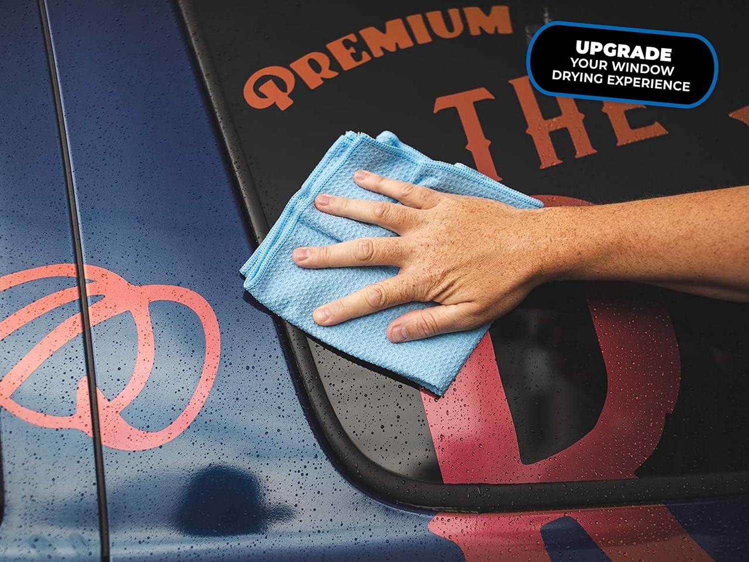 imageThe Rag Company  Dry Me A River  Professional Korean 7030 Blend Microfiber WaffleWeave Drying ampamp Detailing Towels Soft Suede Edges 390gsm 16in x 24in Light Blue 3PackLight Blue