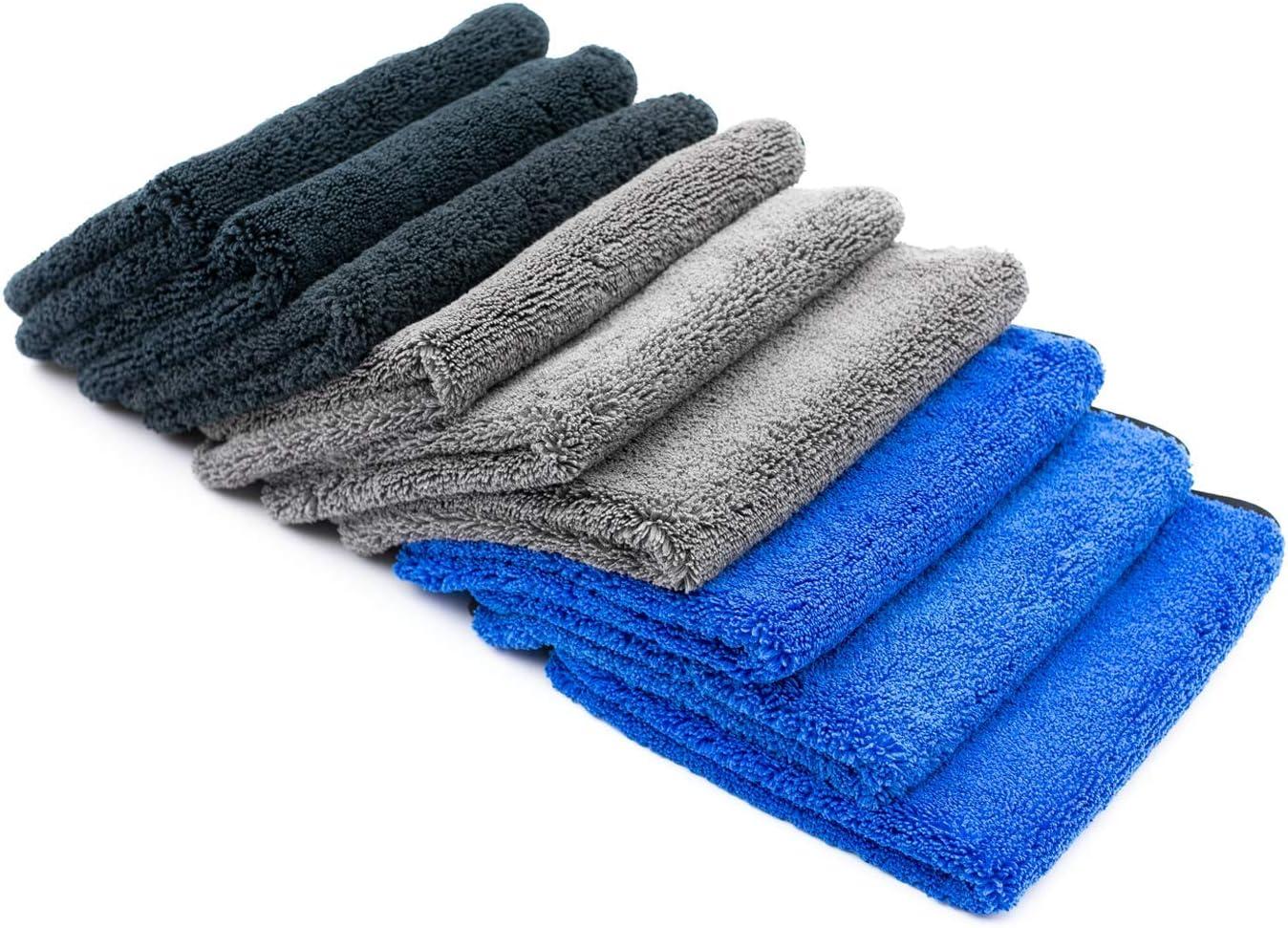 imageThe Rag Company  Drying Towels for Car Detailing  Premium Microfiber Cloth Perfect for a StreakFree Finish  Spectrum 420 Dark Pack  420 GSM 16quot x 16quot 9Pack