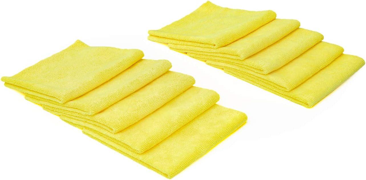 imageThe Rag Company  Edgeless 300  Microfiber Detailing Towels Perfect for Removing Polishes Sealants and Glaze Great for Interior Cleaning and Dirty Jobs 300GSM 16in x 16in Light Blue 10PackYellow