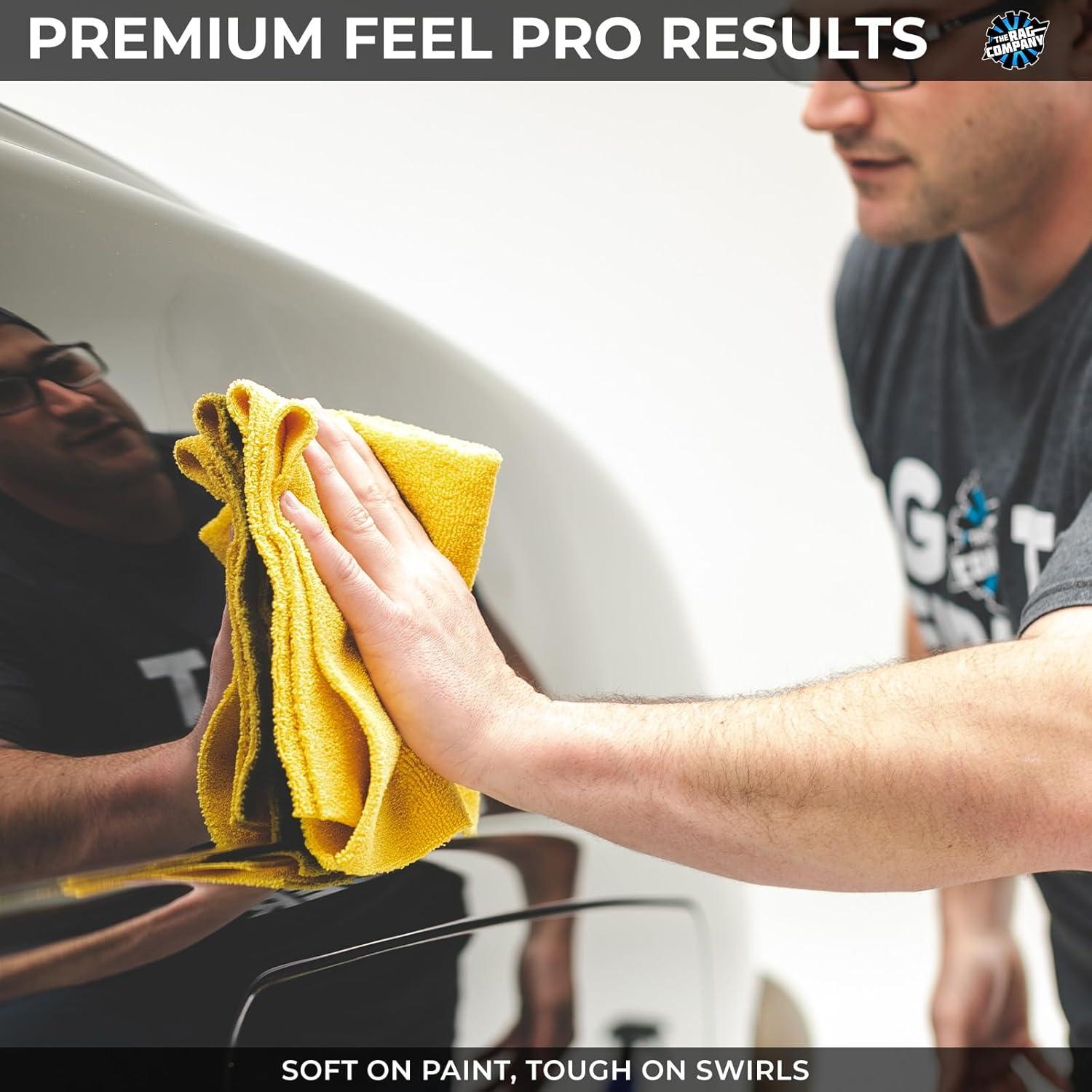 imageThe Rag Company  Edgeless 365 Microfiber Towels 10Pack Premium 7030 Blend Professional Polishing Wax Removal Auto Detailing 365gsm 16in x 16in GoldGold