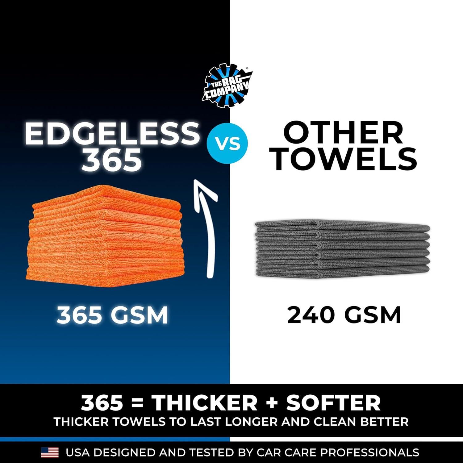 imageThe Rag Company  Edgeless 365 Microfiber Towels 10Pack Premium 7030 Blend Professional Polishing Wax Removal Auto Detailing 365gsm 16in x 16in GoldOrange