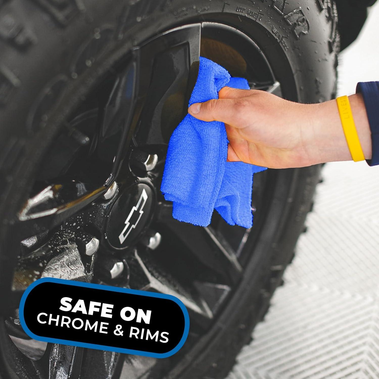 imageThe Rag Company  Edgeless 365 Microfiber Towels 10Pack Premium 7030 Blend Professional Polishing Wax Removal Auto Detailing 365gsm 16in x 16in GoldRoyal Blue