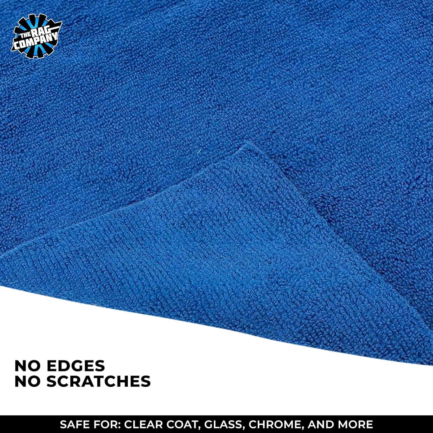 imageThe Rag Company  Edgeless 365 Microfiber Towels 10Pack Premium 7030 Blend Professional Polishing Wax Removal Auto Detailing 365gsm 16in x 16in GoldRoyal Blue