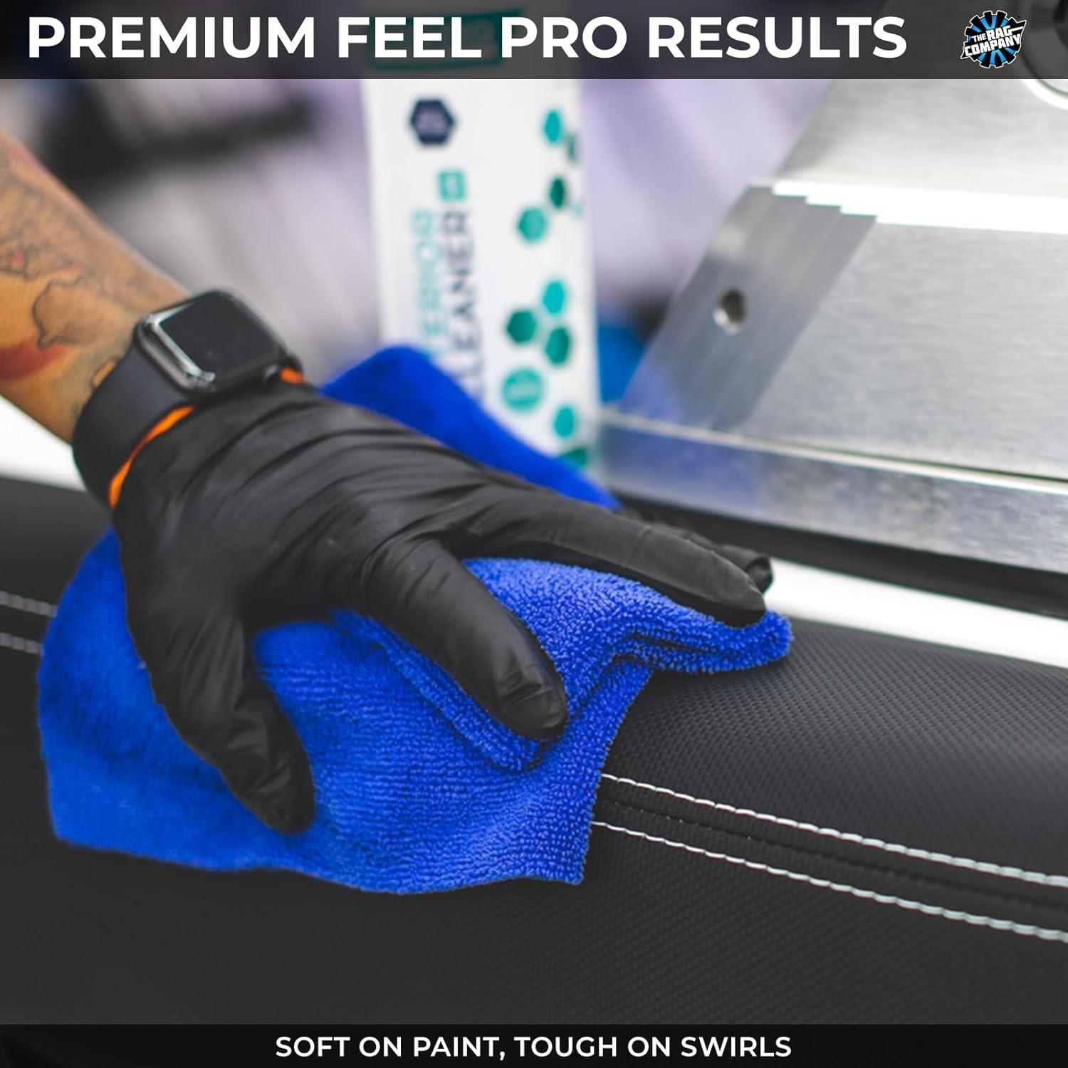 imageThe Rag Company  Edgeless 365 Microfiber Towels 10Pack Premium 7030 Blend Professional Polishing Wax Removal Auto Detailing 365gsm 16in x 16in GoldRoyal Blue