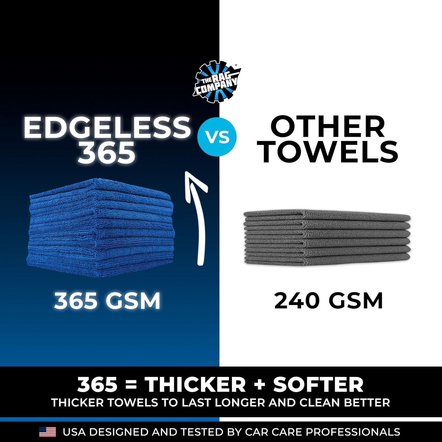 imageThe Rag Company  Edgeless 365 Microfiber Towels 10Pack Premium 7030 Blend Professional Polishing Wax Removal Auto Detailing 365gsm 16in x 16in GoldRoyal Blue