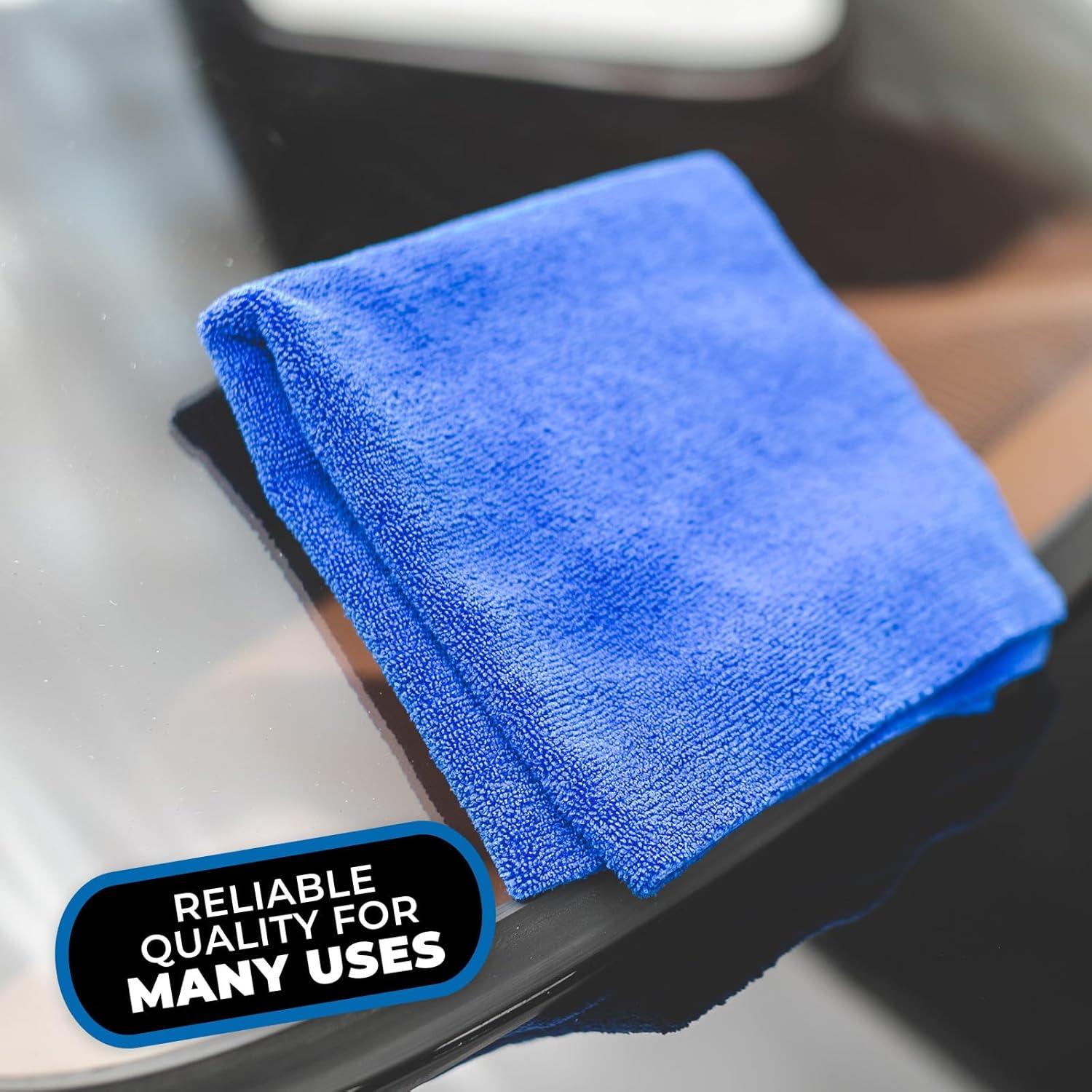 imageThe Rag Company  Edgeless 365 Microfiber Towels 10Pack Premium 7030 Blend Professional Polishing Wax Removal Auto Detailing 365gsm 16in x 16in GoldRoyal Blue