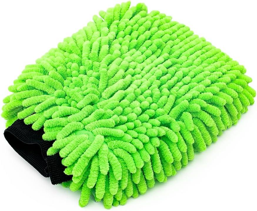 imageThe Rag Company  Premium Chenille Microfiber Knobby Wash Mitts  Perfect for Car Washing and Detailing ScratchFree LintFree DoubleSided Plush and Absorbent Lime Green  Blue 2PackLime Green