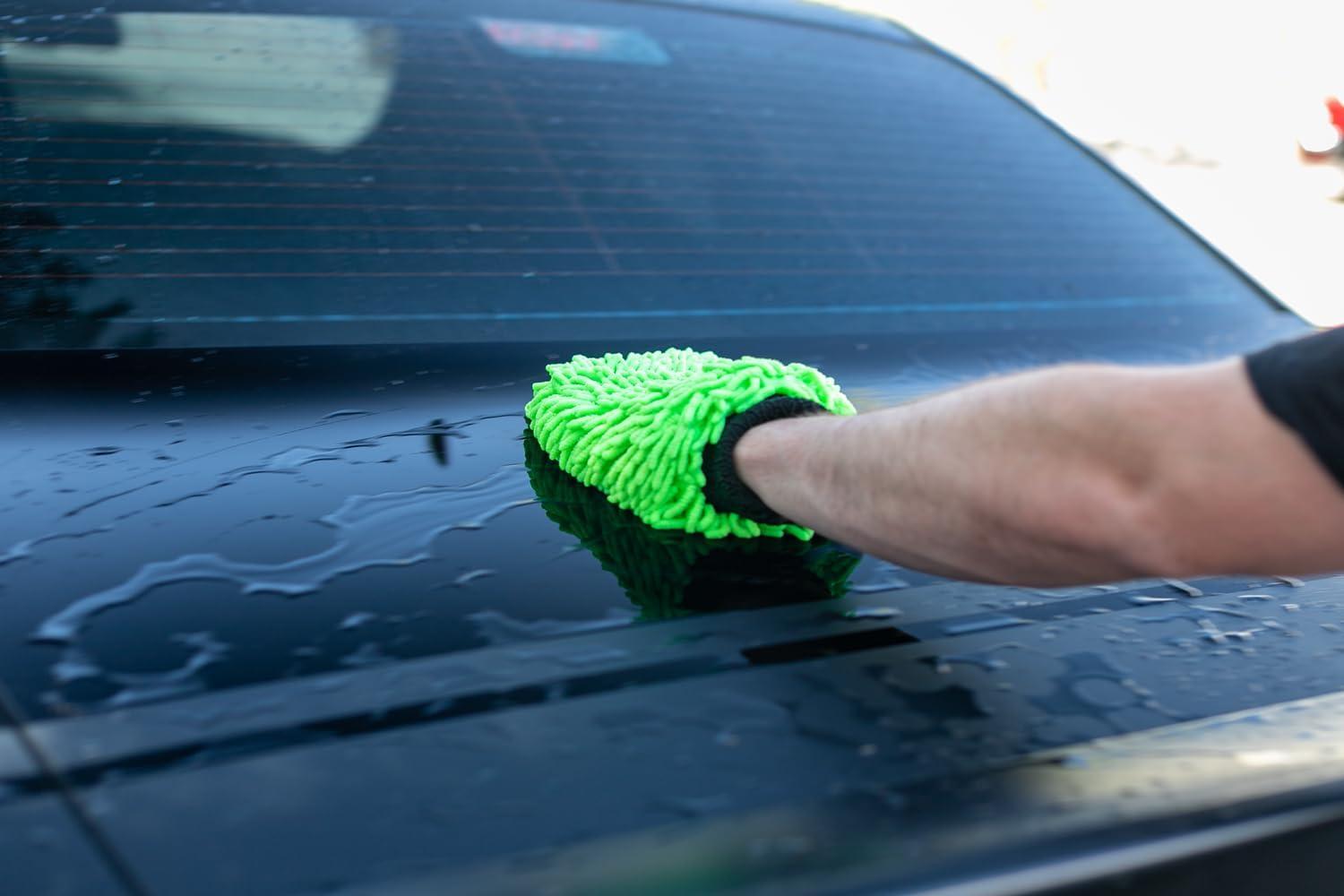 imageThe Rag Company  Premium Chenille Microfiber Knobby Wash Mitts  Perfect for Car Washing and Detailing ScratchFree LintFree DoubleSided Plush and Absorbent Lime Green  Blue 2PackBlue