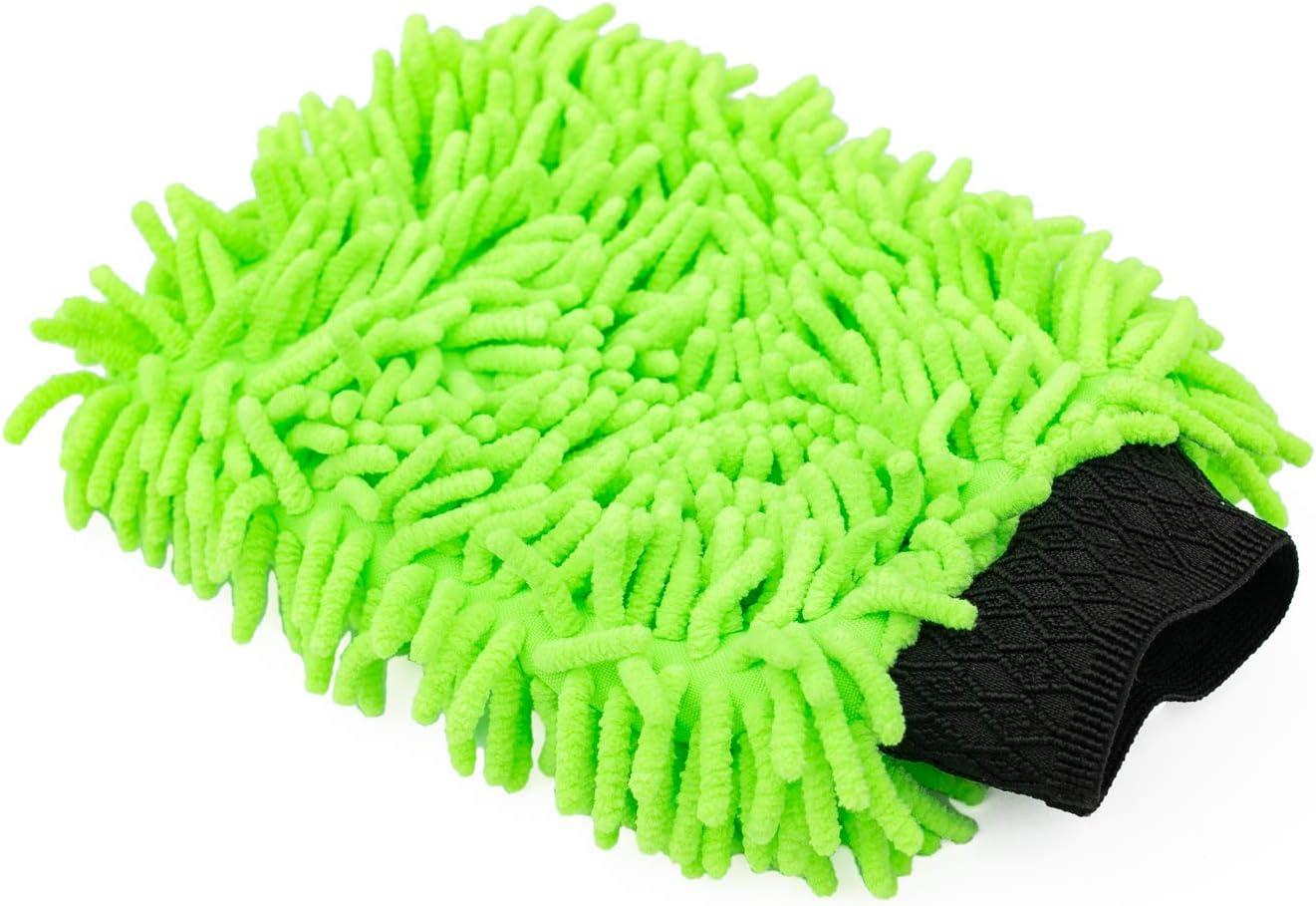 imageThe Rag Company  Premium Chenille Microfiber Knobby Wash Mitts  Perfect for Car Washing and Detailing ScratchFree LintFree DoubleSided Plush and Absorbent Lime Green  Blue 2PackLime Green  Blue