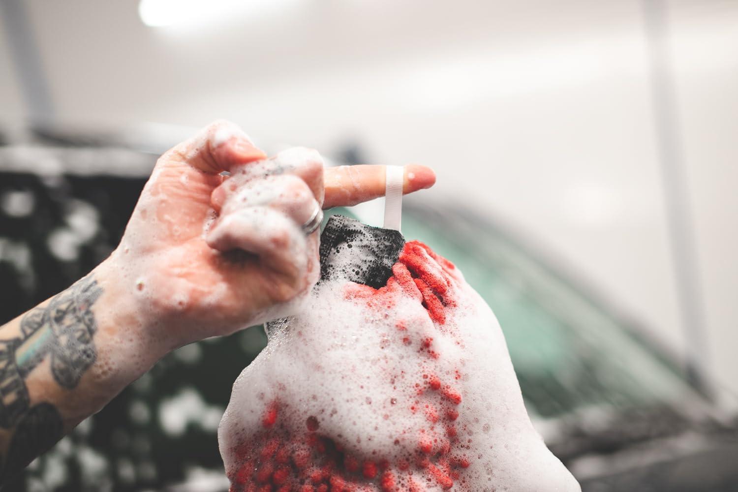 imageThe Rag Company  Premium Chenille Microfiber Knobby Wash Mitts  Perfect for Car Washing and Detailing ScratchFree LintFree DoubleSided Plush and Absorbent Lime Green  Blue 2PackBlue