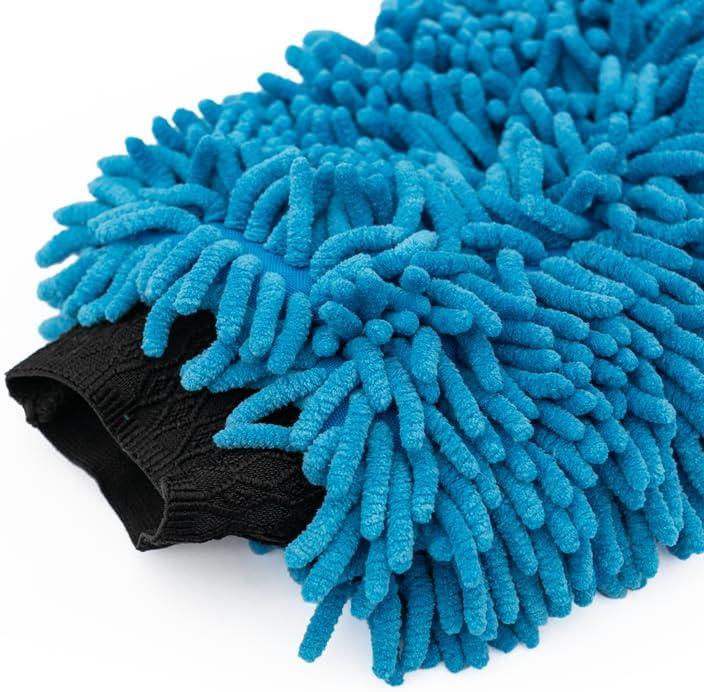 imageThe Rag Company  Premium Chenille Microfiber Knobby Wash Mitts  Perfect for Car Washing and Detailing ScratchFree LintFree DoubleSided Plush and Absorbent Lime Green  Blue 2PackBlue