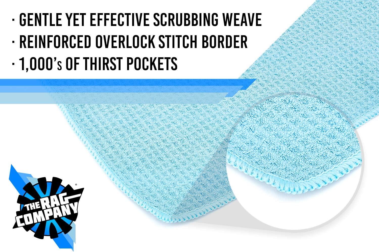 imageThe Rag Company  Standard Waffle Weave Microfiber Towels 2Pack Detailing Window Glass and Drying Wax ampamp Polish LintFree StreakFree 370gsm 16in x 24in Royal BlueLight Blue