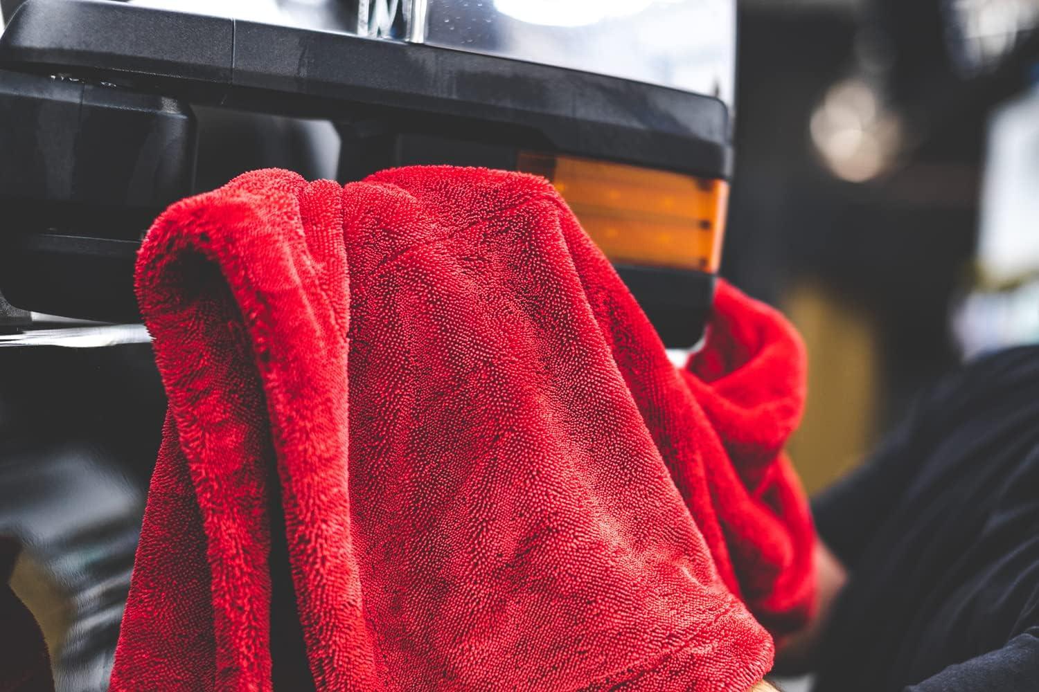 imageThe Rag Company  The 1500  Heavy Duty Car Drying Towel Perfect for Trucks Commercial Vehicles RVs Boats and More Premium 7030 Blend Twist Loop Design 1500gsm 30in x 30in Red