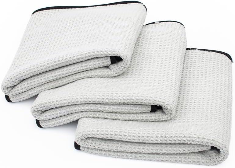 imageThe Rag Company  The Big One  WaffleWeave Microfiber Drying Towel Super Absorbent for Car Washes Detailing and More Buttersoft Suede Edges ScratchFree 450GSM 25in x 40in Grey