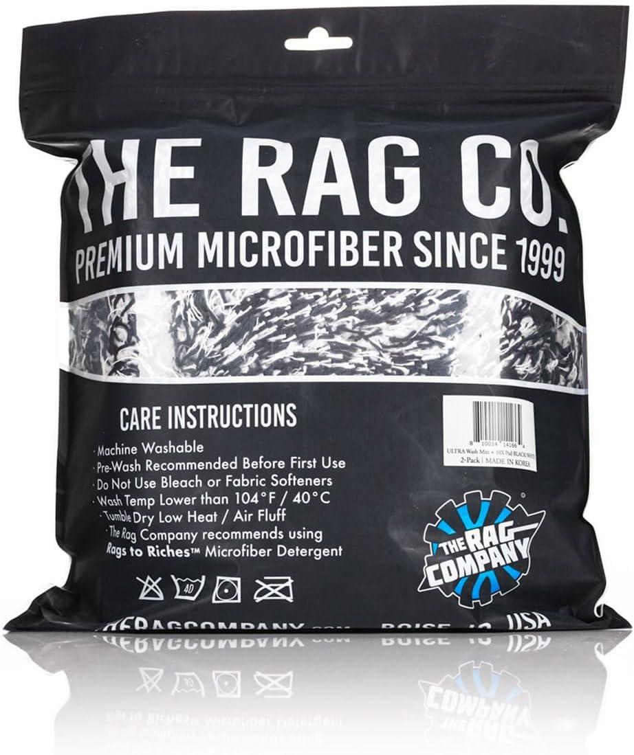 imageThe Rag Company  The Cyclone Ultra Wash Mitt 8in x 9in and Cyclone Ultra Wash Pad 10in x 10in  7030 Blend Korean Microfiber Foam Padding ScratchFree LintFree Black 2Pack