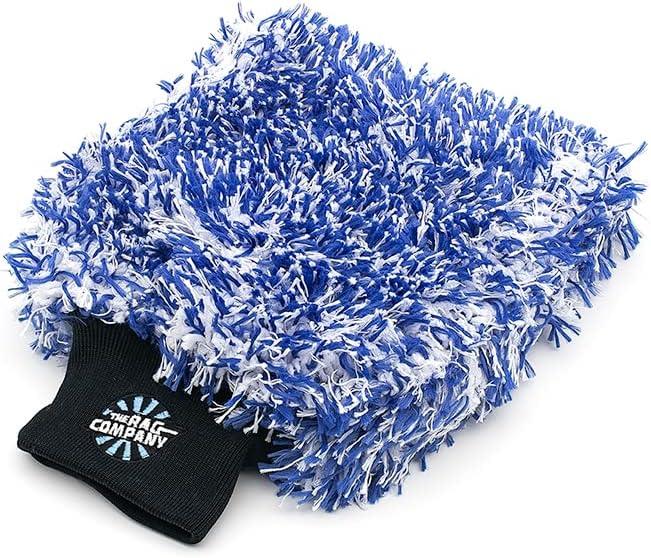 imageThe Rag Company  The Cyclone Ultra Wash Mitts  7030 Gauntlet Blend Korean Microfiber Foam Padding ScratchFree LintFree Great for Rinseless Washing 8in x 9in Blue  Black 2Pack