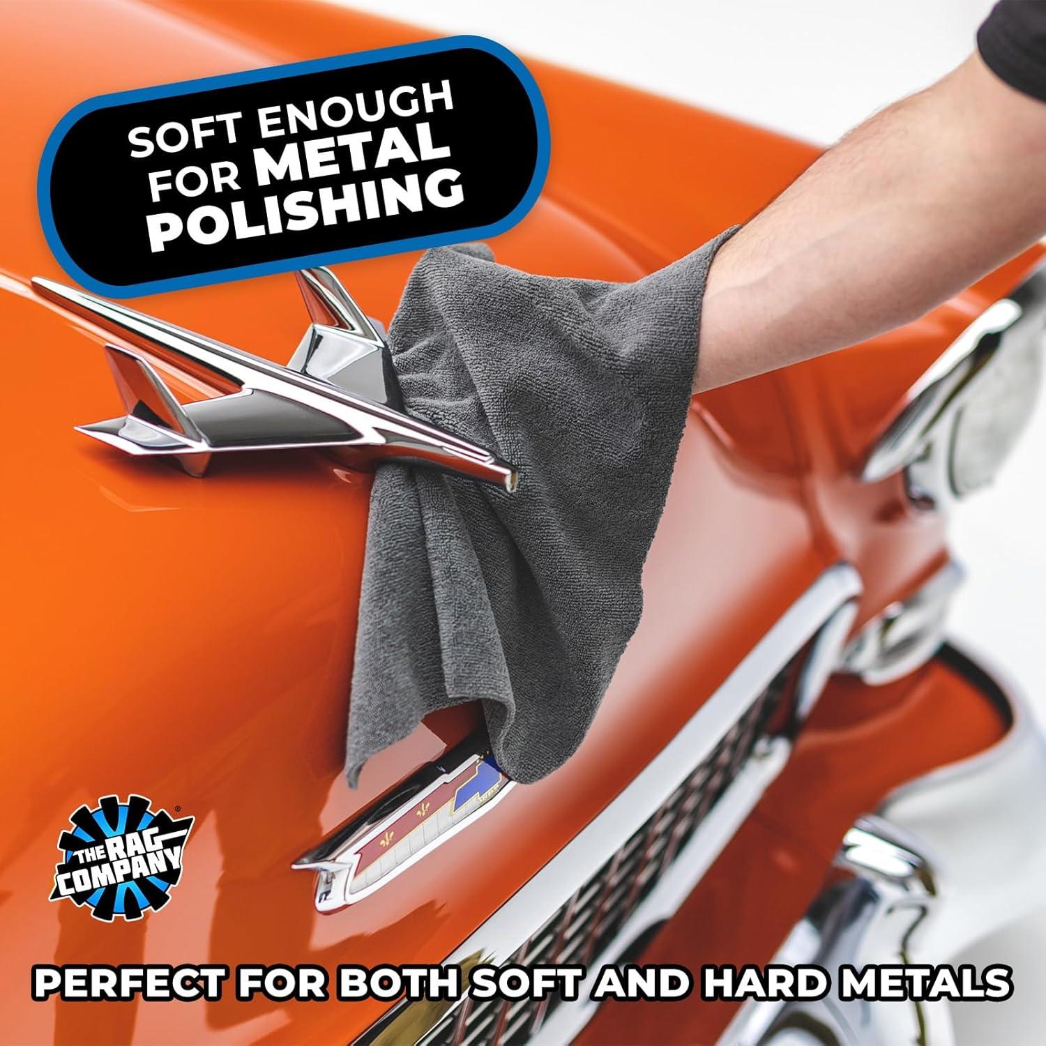 imageThe Rag Company  The Miner  Professional Metal Polishing Microfiber Towels for Cars Safe on HighEnd Wheels and Soft Metals 7030 Blend DualPile 365GSM 16in x 16in Grey 10Pack10in x 10in