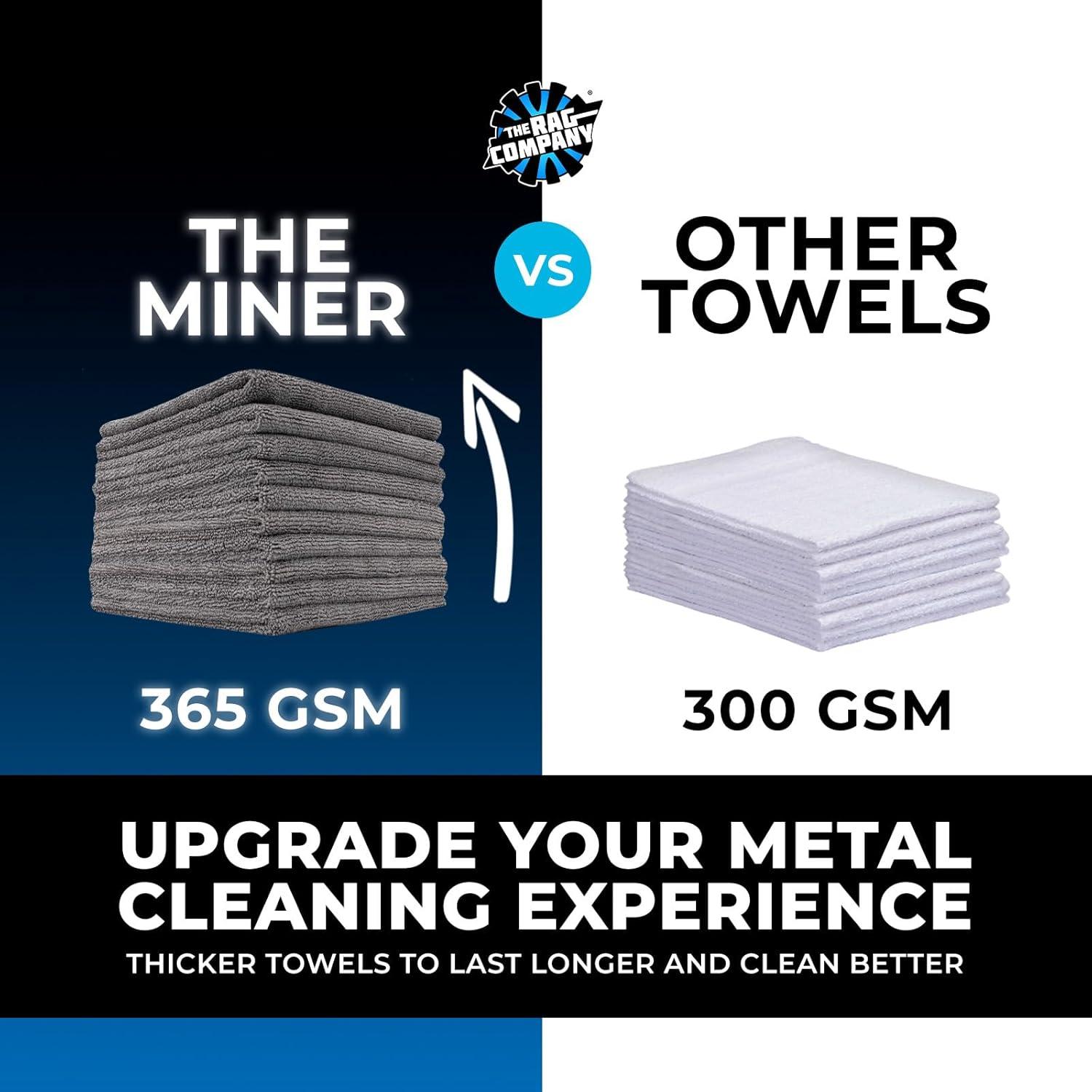 imageThe Rag Company  The Miner  Professional Metal Polishing Microfiber Towels for Cars Safe on HighEnd Wheels and Soft Metals 7030 Blend DualPile 365GSM 16in x 16in Grey 10Pack10in x 10in