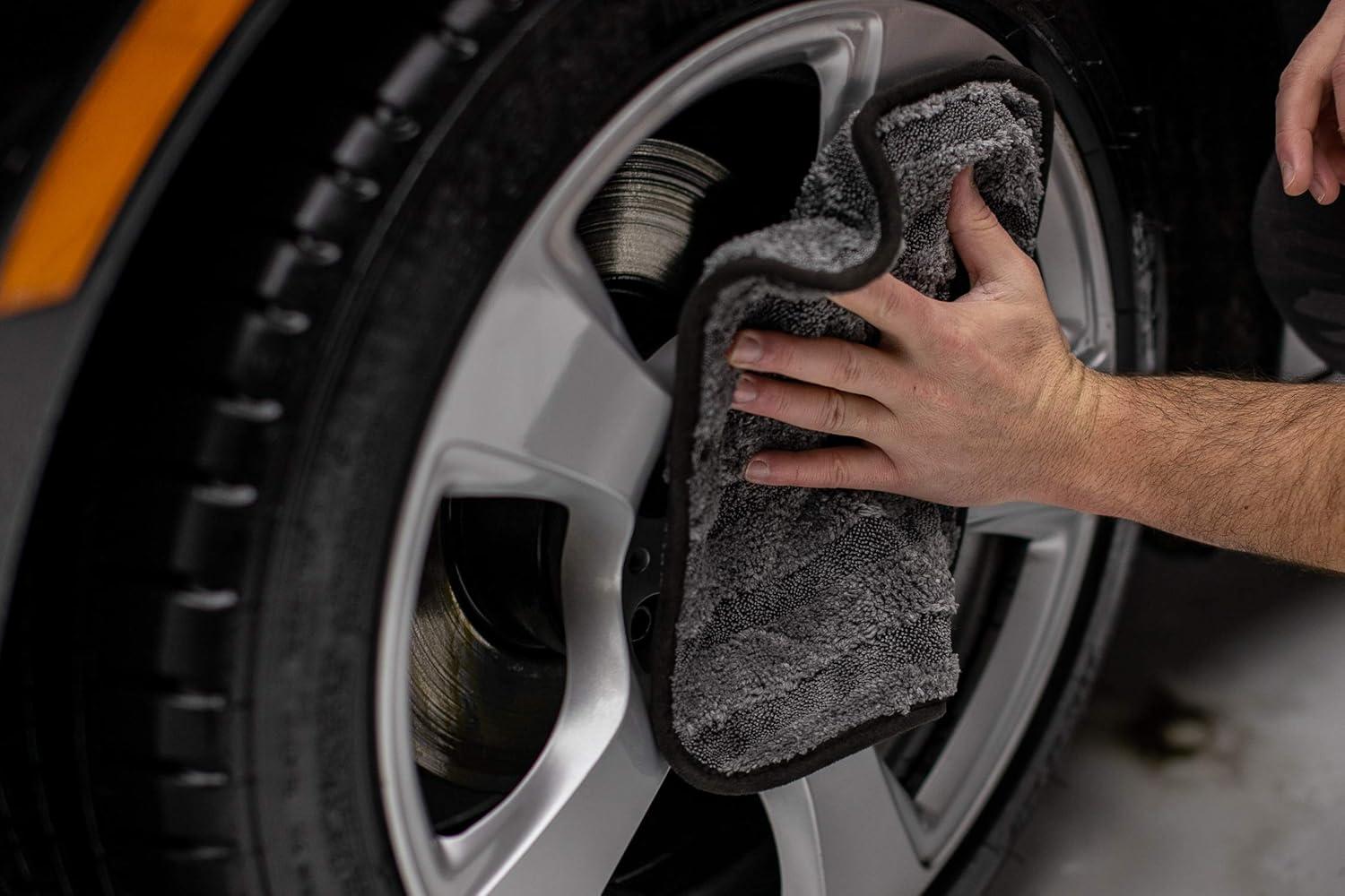 imageThe Rag Company Gauntlet Car Drying Towel  7030 Korean Microfiber Dries Faster Without Scratching 900gsm 15x24 inches Ice GreyGrey 2Pack12in x 12in