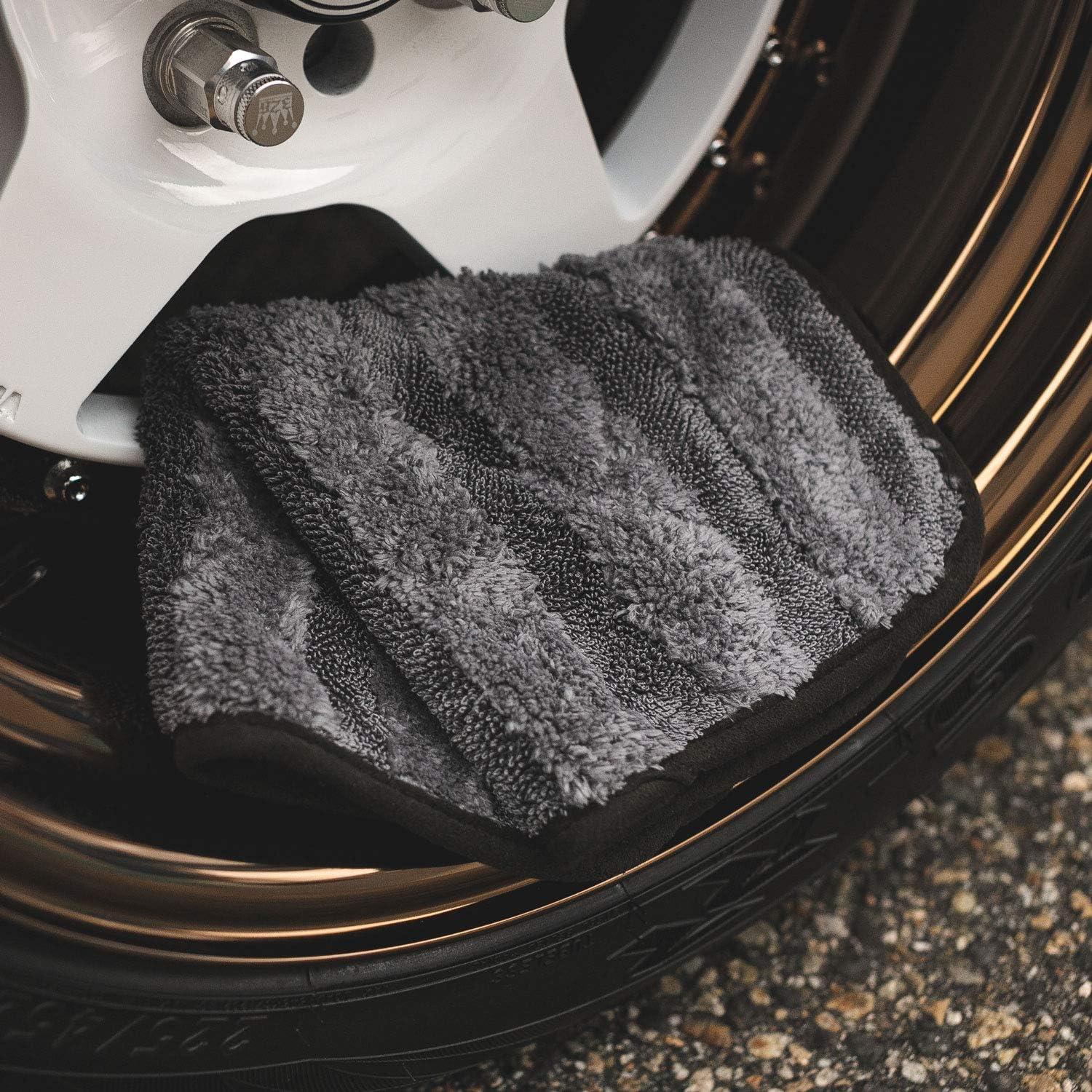 imageThe Rag Company Gauntlet Car Drying Towel  7030 Korean Microfiber Dries Faster Without Scratching 900gsm 15x24 inches Ice GreyGrey 2Pack12in x 12in
