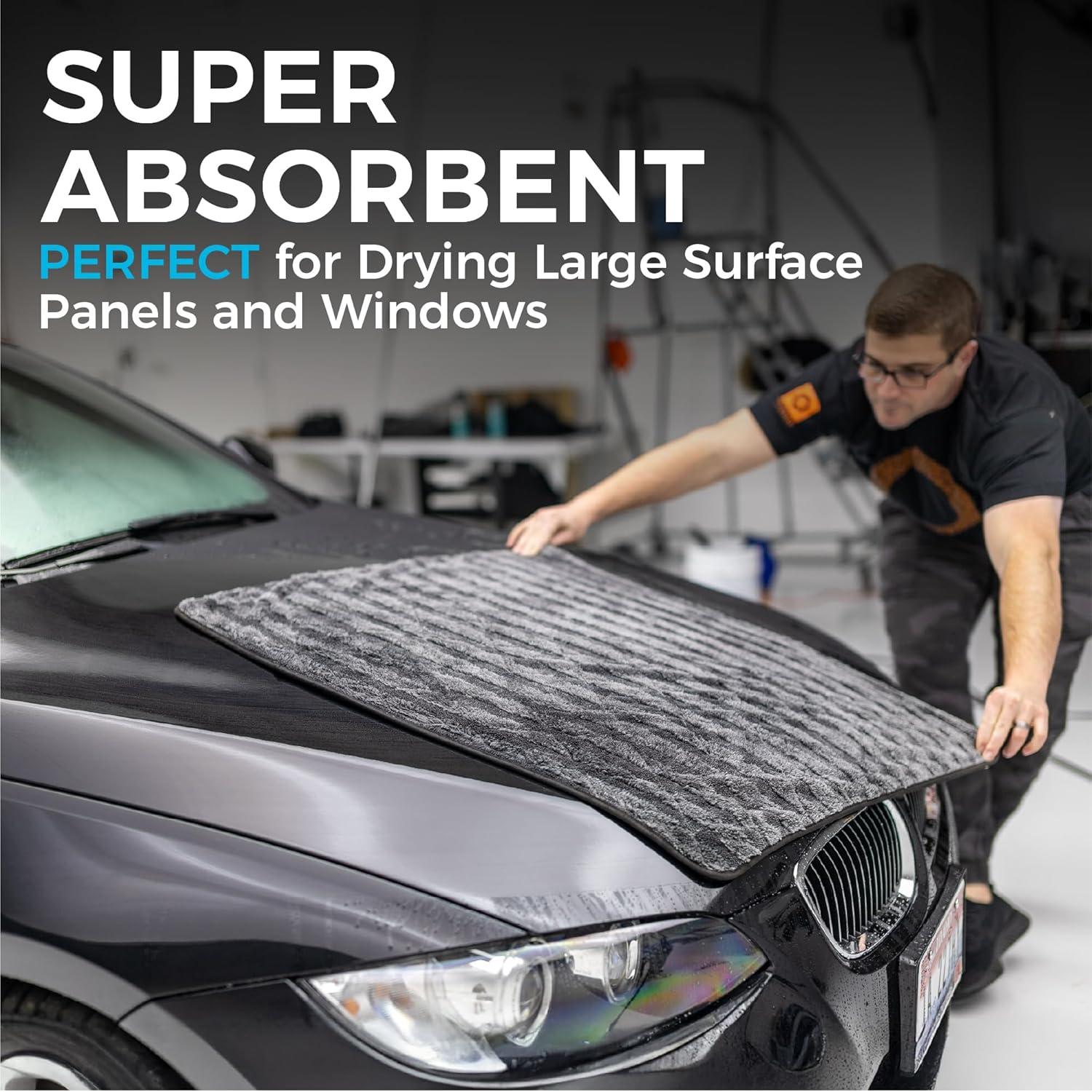 imageThe Rag Company Gauntlet Car Drying Towel  7030 Korean Microfiber Dries Faster Without Scratching 900gsm 15x24 inches Ice GreyGrey 2Pack30in x 36in