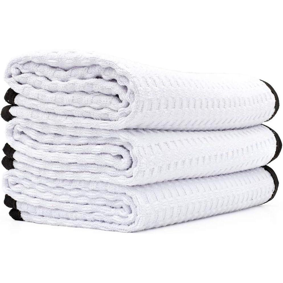 imageThe Rag Company  Dry Me A River  Professional Korean 7030 Blend Microfiber WaffleWeave Drying ampamp Detailing Towels Soft Suede Edges 390gsm 16in x 24in Light Blue 3PackWhite