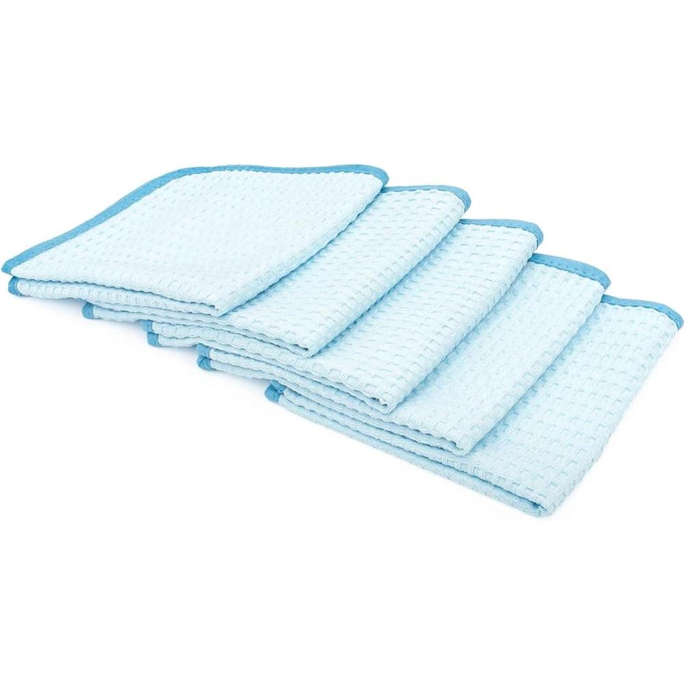 imageThe Rag Company  Dry Me A River  Professional Korean 7030 Blend Microfiber WaffleWeave Drying ampamp Detailing Towels Soft Suede Edges 390gsm 16in x 24in Light Blue 3PackLight Blue