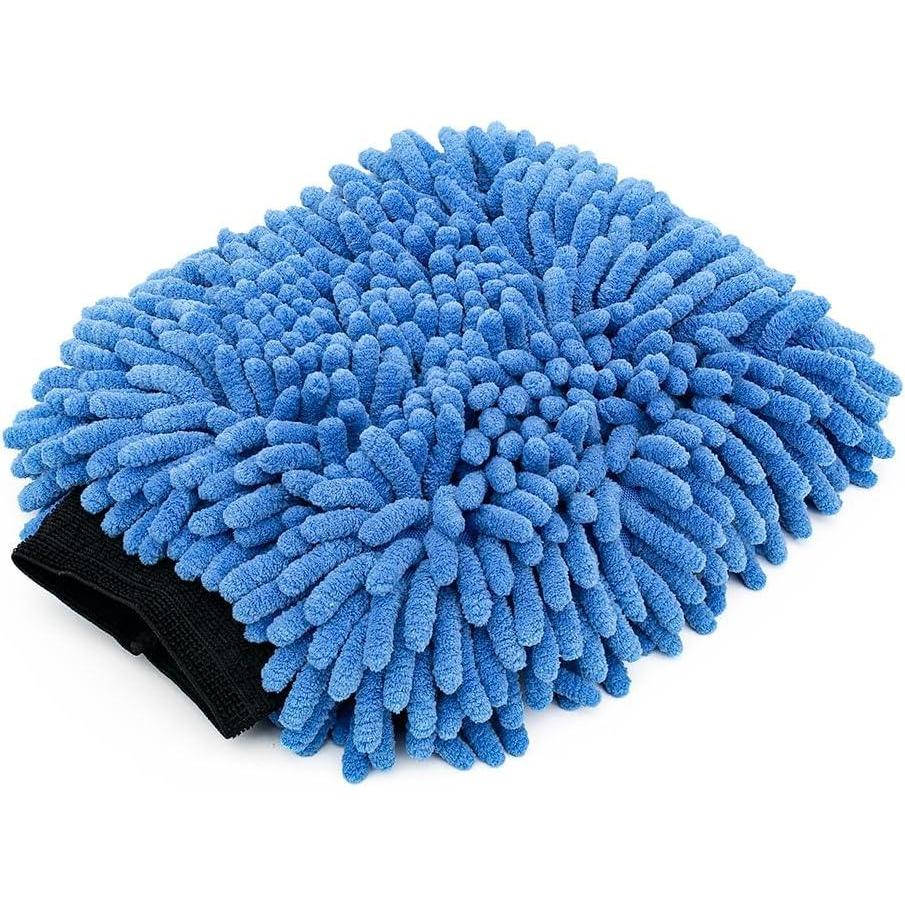 imageThe Rag Company  Premium Chenille Microfiber Knobby Wash Mitts  Perfect for Car Washing and Detailing ScratchFree LintFree DoubleSided Plush and Absorbent Lime Green  Blue 2PackBlue