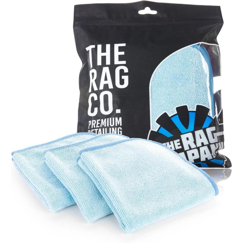 imageThe Rag Company Premium FTW Microfiber Cleaning Towels for Glass Windows Mirrors Polished Surfaces StreakFree Scratchless 16quot x16 Orange 3PackLight Blue