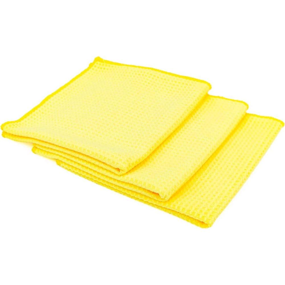 imageThe Rag Company  Standard Waffle Weave Microfiber Towels 2Pack Detailing Window Glass and Drying Wax ampamp Polish LintFree StreakFree 370gsm 16in x 24in Royal BlueYellow