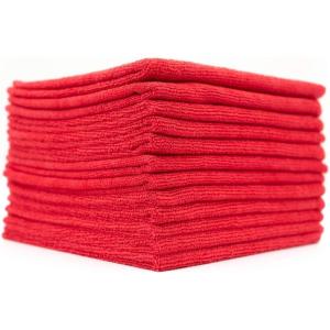 The Rag Company – All-Purpose Microfiber Terry Cleaning Towels – Commercial Grade, Highly Absorbent, Lint-Free, Streak-Free, Kitchens, Bathrooms, Offices, 300gsm, 16in x 16in, Pink (12-Pack)(Red)
