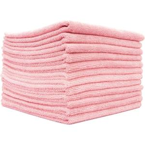 The Rag Company – All-Purpose Microfiber Terry Cleaning Towels – Commercial Grade, Highly Absorbent, Lint-Free, Streak-Free, Kitchens, Bathrooms, Offices, 300gsm, 16in x 16in, Pink (12-Pack)(Pink)