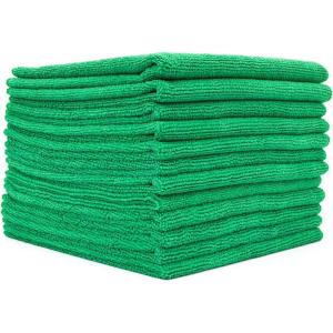 The Rag Company – All-Purpose Microfiber Terry Cleaning Towels – Commercial Grade, Highly Absorbent, Lint-Free, Streak-Free, Kitchens, Bathrooms, Offices, 300gsm, 16in x 16in, Pink (12-Pack)(Green)